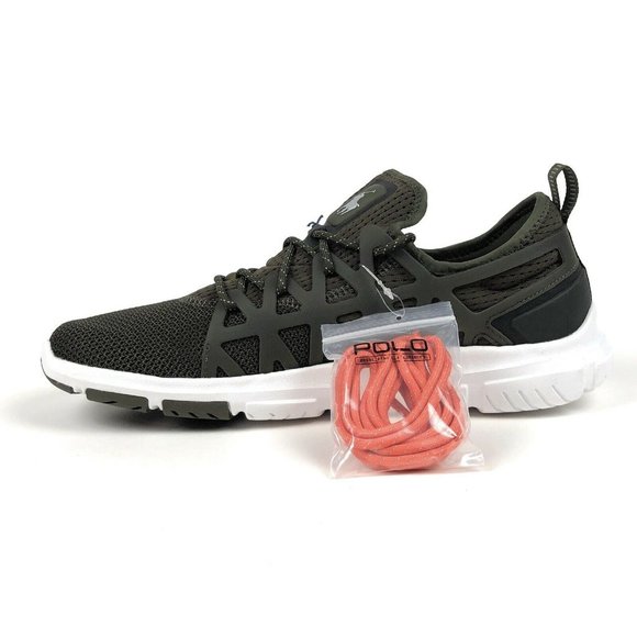 Polo Ralph Lauren Train 200 Green White Low Shoes - Picture 3 of 9